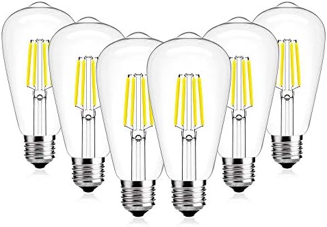 LED Light Bulbs, Haodude 4W Dimmable ST64 E27 Base LED Bulbs, 400lm, 360 Beam Angle, 6400K Daylight, LED Filament Bulbs 6 Pack [Energy Class A+]
