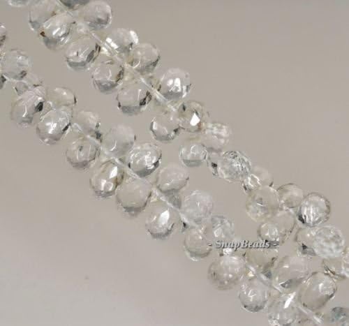 9X6MM Rock Crystal Gemstone Grade AA Faceted BRIOLETTE Teardrop Loose Beads 7'',