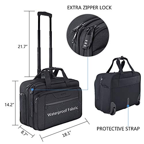 KROSER Rolling Laptop Bag Premium Wheeled Briefcase Fits Up to 17.3
