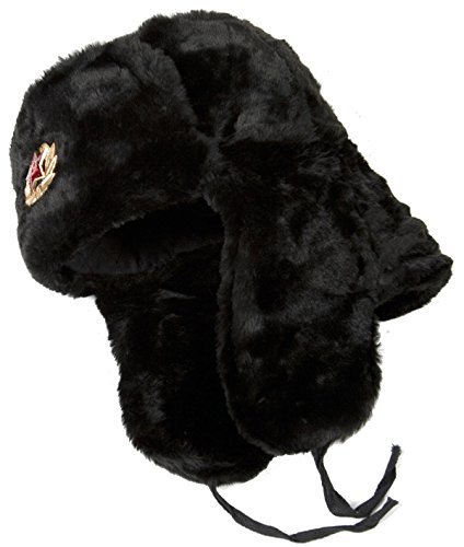 Hat Russian Ushanka Black-60 Soviet Army soldier