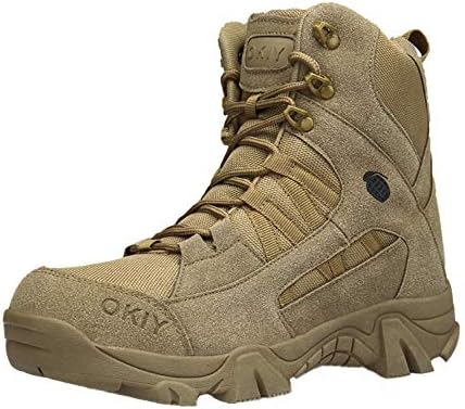 SINOES Men Military Army Tactical Outdoor Sports Camping Hiking Work Combat Lace Up Breathable High Top Side Zipper Desert Leather Shoes Boots