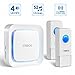 Wireless Doorbells Kit Cinbos Wireless Doorbell for Home LED Light with 1 Receiver and 2 Remote Push Buttons Waterproof,1000 Feet Long Range, 52 Chimes, 4 Levels Volume (B21-2T1-W)
