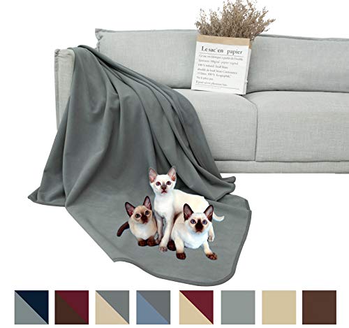 DEARTOWN Waterproof Dog Blanket for Bed Couch Sofa 70×70 Inches, Reversible Microfiber Dog Bed Cover for Large Dogs, Puppies