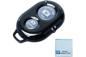 eCostConnection Wireless Remote Control Shutter Buttons for iPhone and Android Smartphones, 1, Black, Round with Microfiber Cleaning Cloth