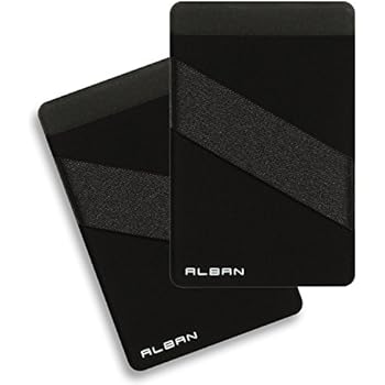 Alban 2 Pack Stick on Cell Phone Credit Card Holder RFID Blocking with Strap - Black Right Hand