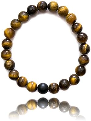 Bijoux Supply Unisex 8mm Tiger Eye Agate Lava Rock Energy Healing Bracelet (Tiger Eye)