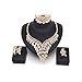 Everrich Crystals Bridal Flower Circle Tear Drop Rose Gold Plated Earring Necklace Wedding Engagement Jewelry Sets,4 Pairs