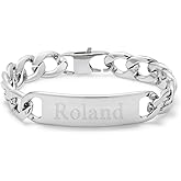 EVE'S ADDICTION Men's Engravable Stainless Steel ID Bracelet, 8" long - Custom Bracelets for Men - Men's ID Bracelet with Engraving - Engravable Jewelry for Him - Gifts for Dad