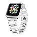 Bling Bands for Apple Watch Band 38mm 42mm Stainless Steel Metal Replacement Wristband Sport Strap for Apple Watch Nike+, Series 3, Series 2, Series 1, Sport, Edition, 2 Colors (Silver, 38mm)