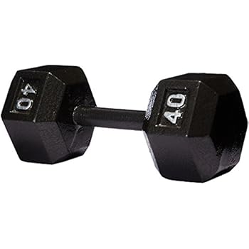 AmazonBasics Cast Iron Hex Dumbbell Weight - 13.4 x 5.8 x 5 Inches, 40 Pounds, Black