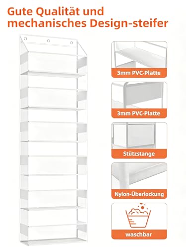 Wakaye Door Hanger Organizer - 6-Tier Cuddly Toy Storage Bathroom Organizer and Storage, Swing Proof Hanging Organizer for Toys/Baby Items (Clear)