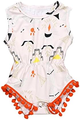 Baby Girl's Clothes, Mchoice Newborn Baby Girls Romper Sleeveless Printing Pompom Bodysuit Jumpsuit Clothes (Age: 12~18 Months old, White)