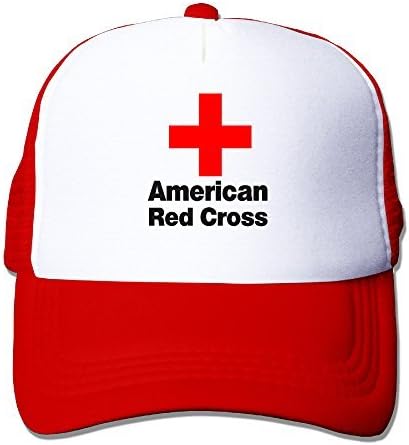 Adult Unisex American Red Cross Red Mesh Caps Adjustable