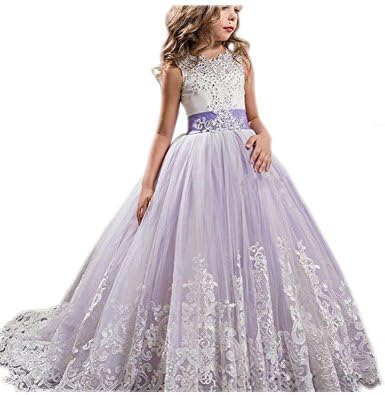 CEZOM Country White Ivory Lace Flower Girl Dresses First Communion Party Gown Pageant Dress