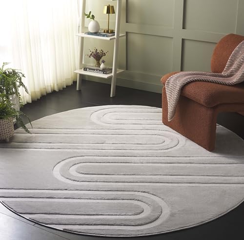 SAFAVIEH Selena Collection Area Rug - 6'7" Round, Ivory, Non-Shedding & Easy Ca…