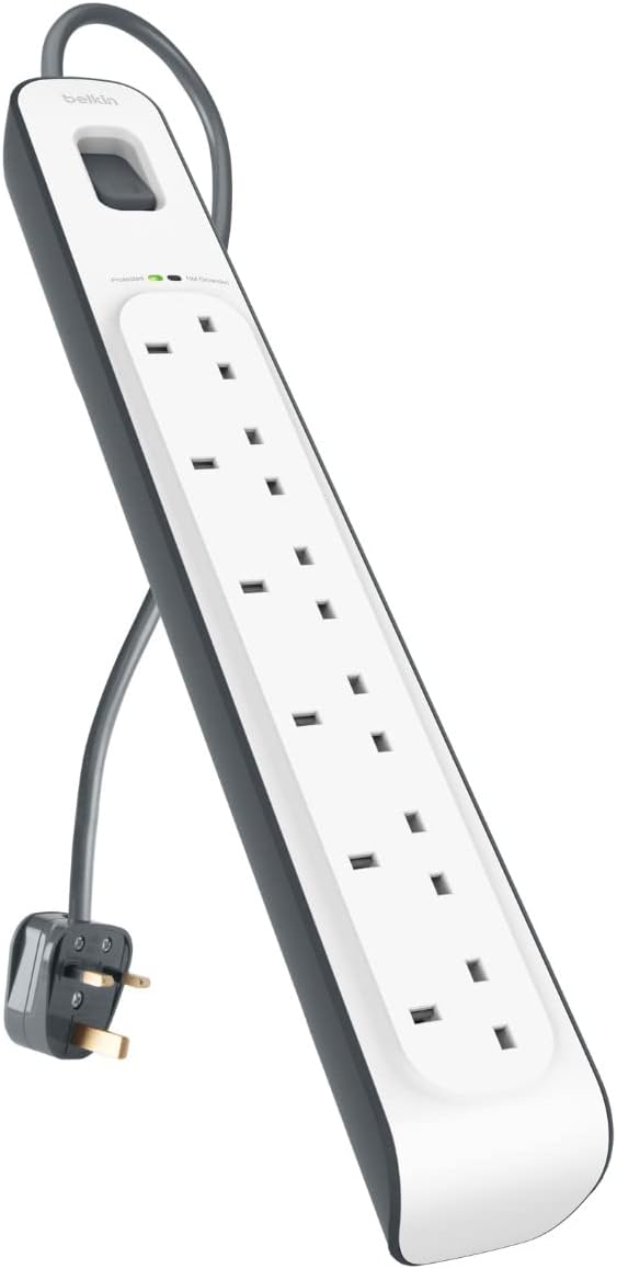 Belkin 6 Outlet Surge Protection Strip 2m Power Cord White 650 J