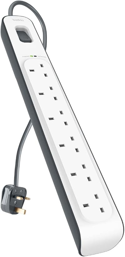 Belkin 6 Outlet Surge Protection Strip 2m Power Cord White 650 J