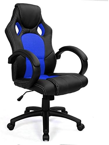 The Home Garden Store Sports Racing Gaming Office Computer PU Leather Chair (Blue)