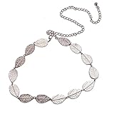 Ikevan Hot Selling Women's Lady Fashion Metal Leaves Chain Belt Chain (Silver)