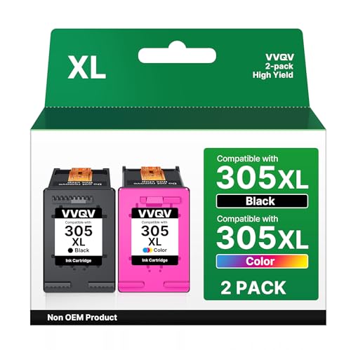 VVQV 305 XL Ink Cartridges Replacement for HP 305 Printer Cartridges XL Black and Colour for HP DeskJet 2820E 4220E 2700 2720E 4120E 2720 2800E 4100 2710 Envy 6020E 6000 6032E 6420E 601 0 602 0 6400 6032 (2-Pack)