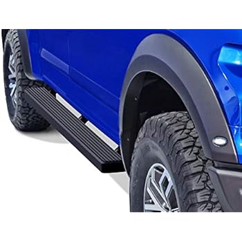 APS iBoard Running Boards 4in Black Custom Fit 2015-2020 Ford F150 SuperCrew Cab Pickup 4-Door & 2017-2020 Ford F-250 F-350 SuperCrew Crew Cab (Nerf Bars Side Steps Side Bars)