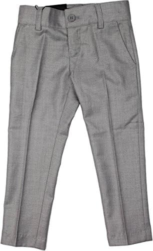 ARMANI MARTILLO Boys Flat Front Adjustable Waist Skinny Fit Dress Pants - 607P - Light Gray, 5 Skinny