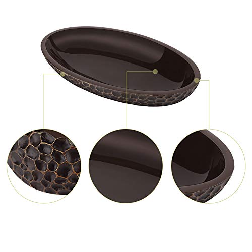 Emibele Jewelry Tray, Honeycomb Resin Jewelry Organizer for Ring, Earring, Necklace, Bracelet, Watches, Hairpin, Trinkets, Vanity, Desktop Decorative Bowl - Brown