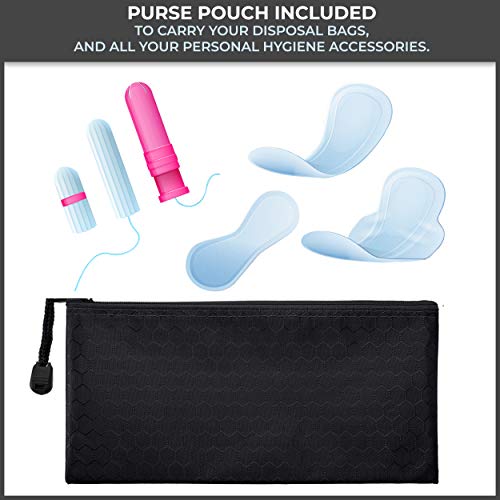 Trail Essentials Feminine Personal Disposal Bags- 100 Black Opaque Bags for Sanitary Disposal, with Purse Pouch… - Image 3