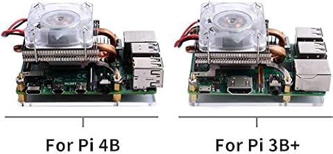 GeeekPi Raspberry Pi 4 Caja de metal con ventilador, Raspberry Pi 4B Caja con Raspberry Pi Refrigerador de CPU de bajo perfil, Raspberry Pi Horizontal ICE Tower Cooler