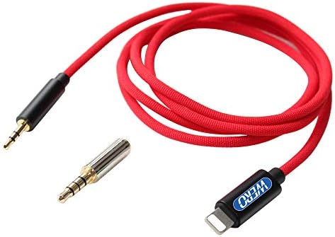 WERO 2.5mm Jack AUX Lead Cable (with A 3.5mm Jack Adapter) for Car/Vehicle/Home Stereo Headphone Applicable for iPhone Xs X 8/7 Plus 6s/6 iPad iOS12 Audio Output (Red)