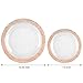 WDF 102pcs Rose Gold Hammered Design Plastic Plates - Wedding Party Set Includes 51 Dinner Plates (10.25in) and 51 Salad/Dessert Plates (7.5in)