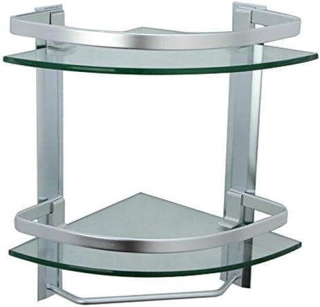 onkuey aluminio esquina estante de cristal con soporte de ...