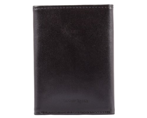 Big Skinny Men's Tri-Fold Leather Slim Wallet, Holds Up to 25 Cards, Black