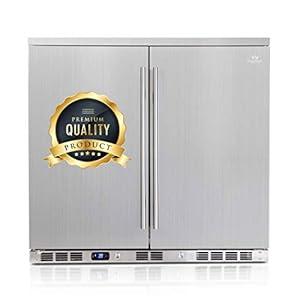 KingsBottle Stainless Steel Beverage Fridge Outdoor – 165.3 pounds, 169 Cans Patio Beer Refrigerator, Sophisticated Temperature Control & Vibration free 2 Door Drinks Cooler – (2-year Warranty)