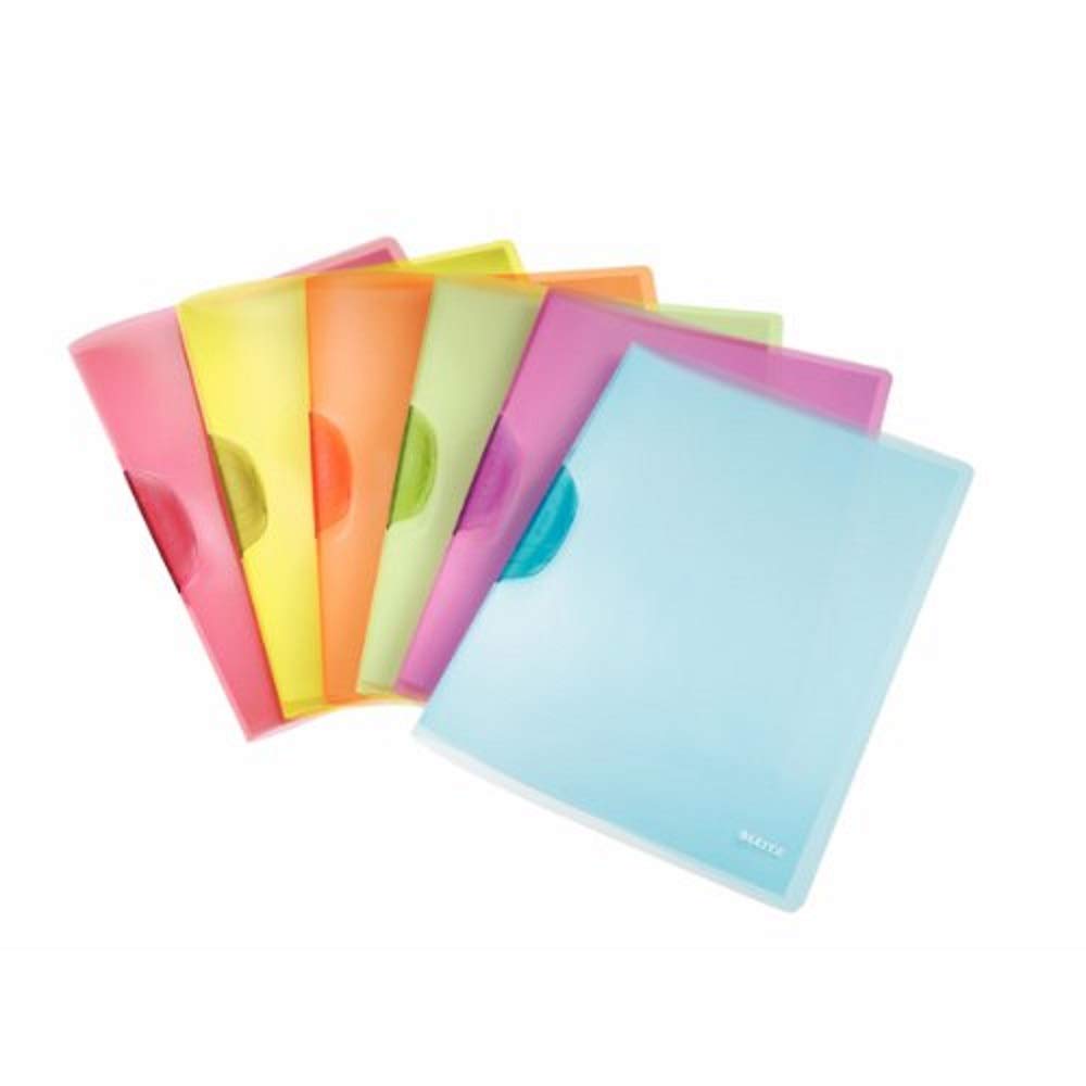 Leitz A4 ColorClip File, 30 Sheet Capacity, Flexible Plastic, Assorted Colours, Rainbow Range, 41760099