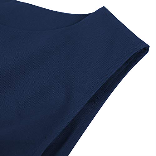 OWIN Women's Vintage 1950's Floral Spring Garden Rockabilly Swing Prom Party Cocktail Dress Navy Blue