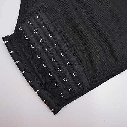 BaronHong Mesh Chest Binder Short Corset Sport Bra for Tomboy Lesbian(Black,S)