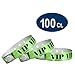 100 WristCo Holographic Green VIP Plastic Wristbands - Wristbands for Events