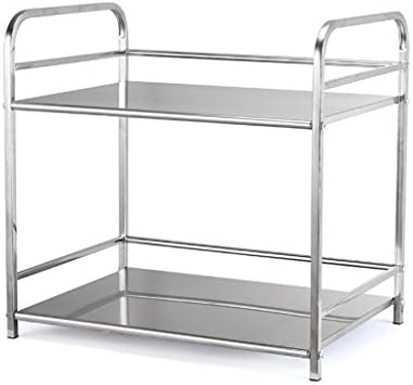 Stainless Steel Kitchen Shelf, Double Floor Tableware Rack, Microwave Oven Rack, Seasoning Rack, Storage Shelf, 45 * 33.9 * 50cm