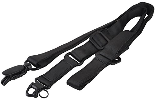 Element Two Point Sling Adjustable Strap Multi-function Rifle Sling Hunting Nylon Gun Strap Rifle Sling Bow Sling Outdoor Belt Webbing for Hunting (BK)