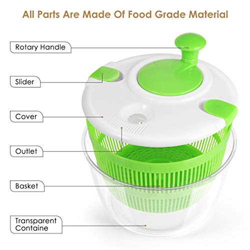 Salad Spinner, Lettuce Spinner With Lid Lock & Rotary Handle, Vegetable