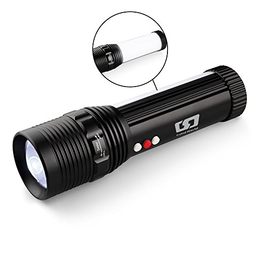 Emergency Flashlight Rechargeable LED Working Lantern Warning Light Waterproof Adjustable Focus Zoomable Torch Lamp Cree XPE Tactical For Home, Auto, Camping, Hiking With Charger and 18650 Battery