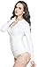 ilishop Women's UV Sun Protection Long Sleeve Rash Guard Wetsuit Swimsuit Top White S-US4