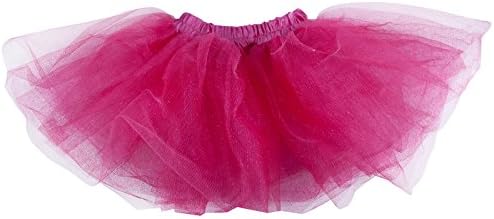Girls Ballet Dance Glitter Tutu Skirt tulle with elastc band M11 (Age 3-4 Years, dark pink)