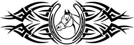 Sticky Creations - Design #105-02 Horse Horseshoe Rear Back Window Decal Sticker Vinyl Graphic Tribal Accent Spikes Tailgate Car Truck SUV Van Boat Trailer Camper Wall| 36"x12" - Black