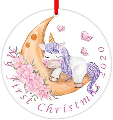 baby's first christmas unicorn ornament