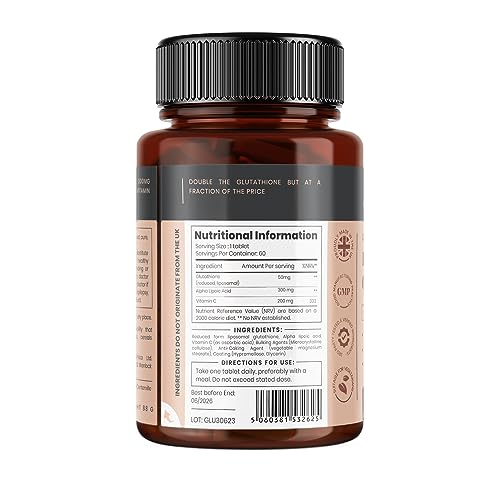 Glutathione 1000mg x 240 Tablets (4 Bottles of 60)- w/500mg Glutathione,  300mg ALA, and 200mg VIT C per Tablet in Kenya | Whizz Alpha Lipoic Acid