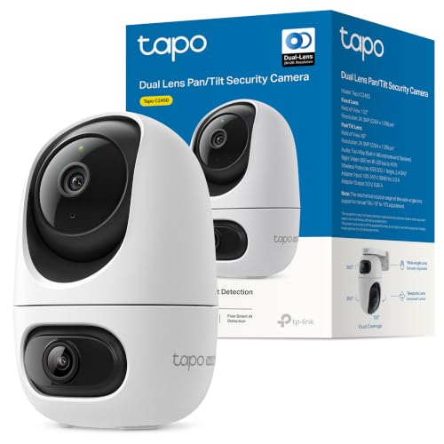 C245D - Cámara de vigilancia WiFi Interior con Doble Lente 2K, Seguimiento automático 360°, detección IA Personas/Mascotas/vehículos, visión Nocturna, Audio bidireccional, Almacenamiento Local