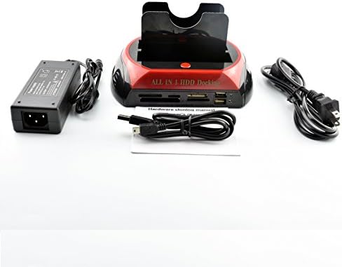 Cocolili External Tool Free USB 2.0 Hard Drive OTB Supported Docking Station 2.5"/3.5" Hard Disc Base Dual Bay Slots SATA IDE HDD SSD With Card Reader