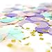 Premium 1-inch Round Tissue Paper Party Table Confetti - 50 Grams (Rainbow Pastel, Gold Mylar Flakes)